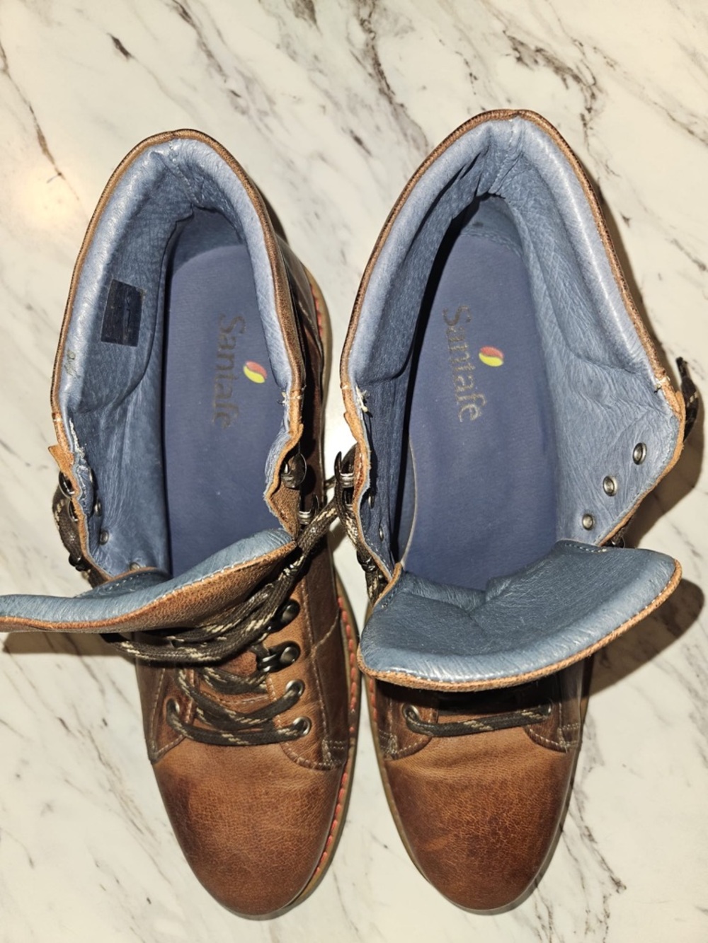 Sam Edelman Brown Leather Lace-Up Ankle Boots with Blue Lining